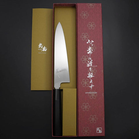 Gyuto Silver Steel #3 Miroir Honyaki Manche en Buffle et Ébène 210mm-[Musashi]-[Couteaux de cuisine japonais]