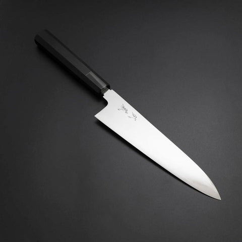 Gyuto Silver Steel #3 Miroir Honyaki Manche en Buffle et Ébène 210mm-[Musashi]-[Couteaux de cuisine japonais]