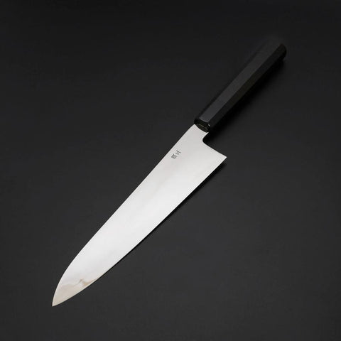 Gyuto Silver Steel #3 Miroir Honyaki Manche en Buffle et Ébène 240mm-[Musashi]-[Couteaux de cuisine japonais]