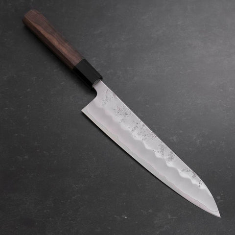 Gyuto Silver Steel #3 Nashiji Manche en Buffle et Noyer 210mm-[Musashi]-[Couteaux de cuisine japonais]