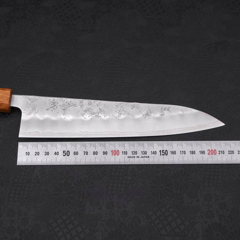 Gyuto Silver Steel #3 Nashiji Yaki Urushi Handle 210mm-[Musashi]-[Japanese-Kitchen-Knives]