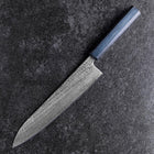 Gyuto Silver Steel #3 Nawame Damas Manche Urushi Bleu Foncé 240mm-[Musashi]-[Couteaux de cuisine japonais]