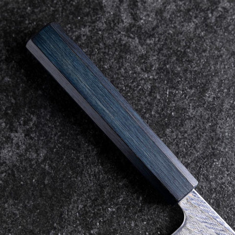 Gyuto Silver Steel #3 Nawame Damas Manche Urushi Bleu Foncé 240mm-[Musashi]-[Couteaux de cuisine japonais]