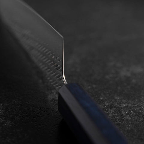 Gyuto Silver Steel #3 Nawame Damas Manche Urushi Bleu Sombre 210mm-[Musashi]-[Couteaux de cuisine japonais]