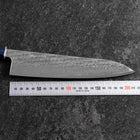 Gyuto Silver Steel #3 Nawame Damas Manche Urushi Bleu Sombre 210mm-[Musashi]-[Couteaux de cuisine japonais]