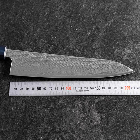 Gyuto Silver Steel #3 Nawame Damas Manche Urushi Bleu Sombre 210mm-[Musashi]-[Couteaux de cuisine japonais]