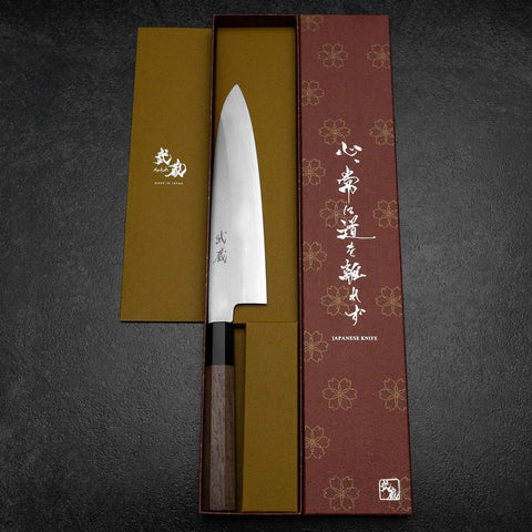 Gyuto Silver Steel #3 Poli Manche en Buffle et Noyer 210mm-[Musashi]-[Couteaux de cuisine japonais]