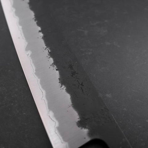 Gyuto Stainless Clad Blue Super Kurouchi Nashiji Manche Urushi Vert 240mm-[Musashi]-[Couteaux de cuisine japonais]