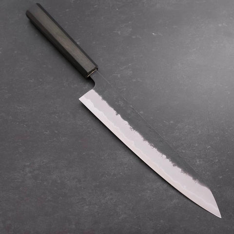 Gyuto Stainless Clad Blue Super Kurouchi Nashiji Manche Urushi Vert 240mm-[Musashi]-[Couteaux de cuisine japonais]