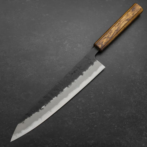 Gyuto Stainless Clad Blue Super Kurouchi Nashiji Sumi Urushi Handle 240mm-[Musashi]-[Couteaux de cuisine japonais]
