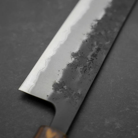 Gyuto Stainless Clad Blue Super Kurouchi Nashiji Sumi Urushi Handle 240mm-[Musashi]-[Couteaux de cuisine japonais]