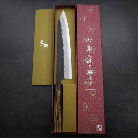 Gyuto Stainless Clad Blue Super Kurouchi Nashiji Sumi Urushi Handle 240mm-[Musashi]-[Couteaux de cuisine japonais]