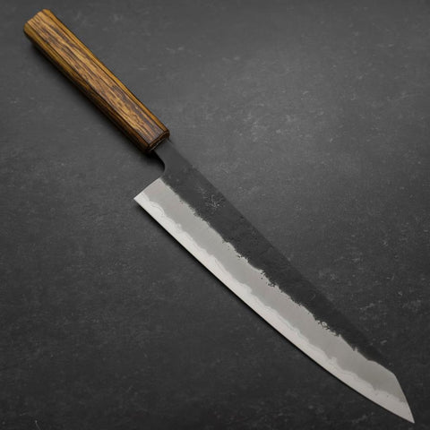 Gyuto Stainless Clad Blue Super Kurouchi Nashiji Sumi Urushi Handle 240mm-[Musashi]-[Couteaux de cuisine japonais]