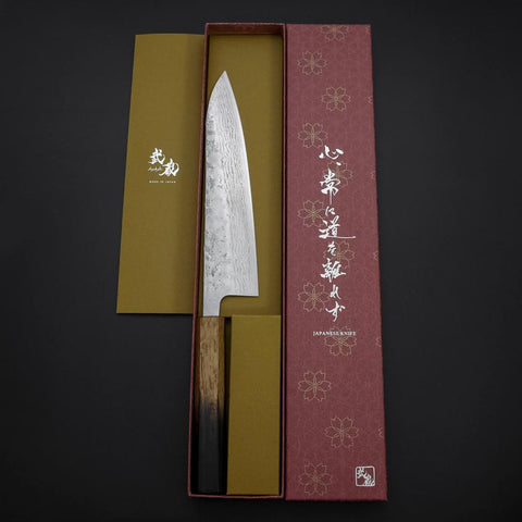 Gyuto Sweden Stainless Steel Nashiji Washi Yaki Urushi Handle 210mm-[Musashi]-[Couteaux de cuisine japonais]
