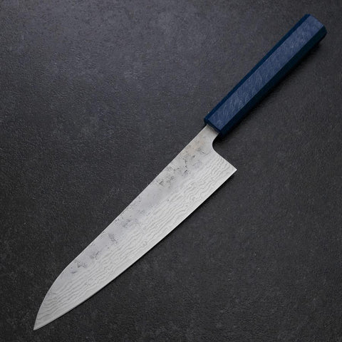 Gyuto Sweden Steel Nashiji Washi Damas Manche Urushi Bleu 210mm-[Musashi]-[Couteaux de cuisine japonais]
