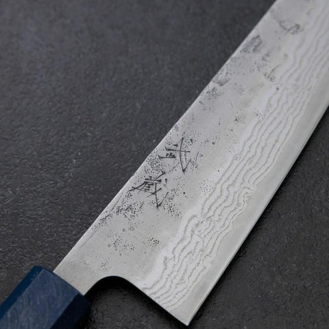 Gyuto Sweden Steel Nashiji Washi Damas Manche Urushi Bleu 210mm-[Musashi]-[Couteaux de cuisine japonais]