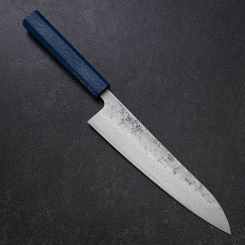 Gyuto Sweden Steel Nashiji Washi Damas Manche Urushi Bleu 210mm-[Musashi]-[Couteaux de cuisine japonais]