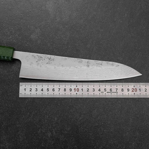 Gyuto Sweden Steel Nashiji Washi Damas Manche Urushi Vert 210mm-[Musashi]-[Couteaux de cuisine japonais]