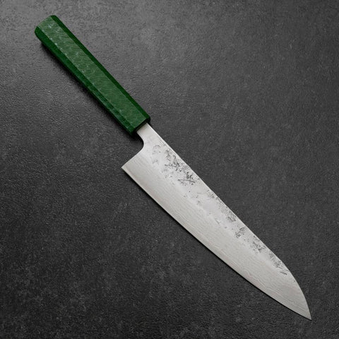 Gyuto Sweden Steel Nashiji Washi Damas Manche Urushi Vert 210mm-[Musashi]-[Couteaux de cuisine japonais]