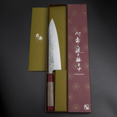 Gyuto Sweden Steel Nashiji Washi Damas Manche en Noyer 210mm-[Musashi]-[Couteaux de cuisine japonais]