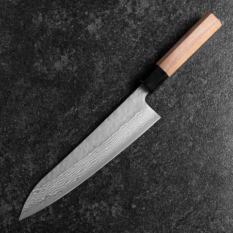 Gyuto Sweden Steel Nashiji Washi Damas Manche en Noyer Noir 210mm-[Musashi]-[Couteaux de cuisine japonais]