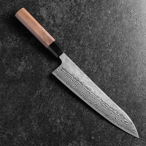 Gyuto Sweden Steel Nashiji Washi Damas Manche en Noyer Noir 210mm-[Musashi]-[Couteaux de cuisine japonais]