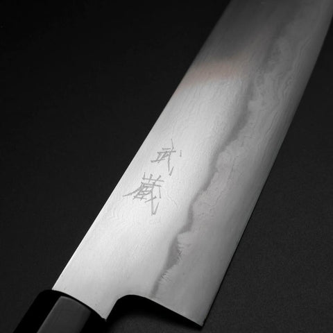 Gyuto Tamahagane Damas Manche en Buffle et Ébène 210mm-[Musashi]-[Couteaux de cuisine japonais]