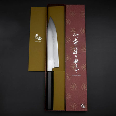 Gyuto Tamahagane Damas Manche en Buffle et Ébène 210mm-[Musashi]-[Couteaux de cuisine japonais]