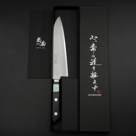 Gyuto VG-1 Poli Manche Occidental Noir avec Incrustations en Cuivre 180mm-[Musashi]-[Couteaux de cuisine japonais]