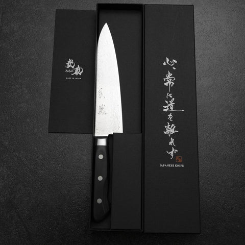 Gyuto VG-10 Damas Manche Occidental Noir 180mm-[Musashi]-[Couteaux de cuisine japonais]