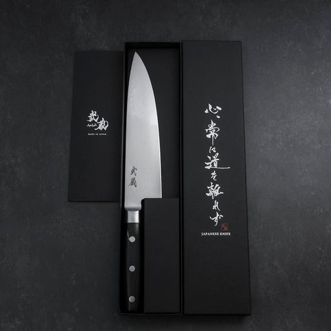 Gyuto VG-10 Damas Manche Occidental Noir 200mm-[Musashi]-[Couteaux de cuisine japonais]