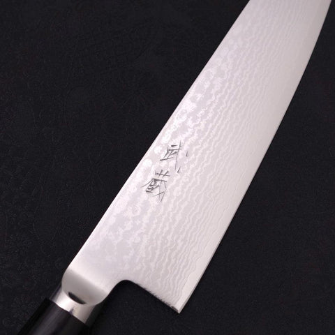 Gyuto VG-10 Damas Manche Occidental en Ébène Rond Noir 210mm-[Musashi]-[Couteaux de cuisine japonais]