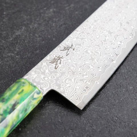 Gyuto VG-10 Damascus Ocean Green Mix Handle 210mm (8.3”)-[Musashi]-[Japanese-Kitchen-Knives]