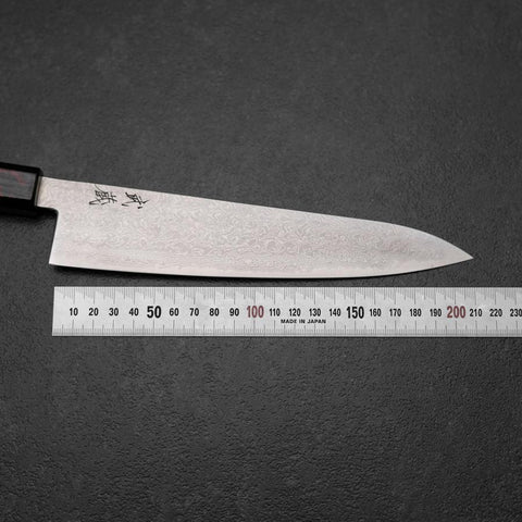 Gyuto VG-10 Damas Manche Urushi Rouge 210mm-[Musashi]-[Couteaux de cuisine japonais]