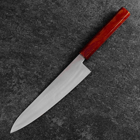 Gyuto VG-10 Damas Manche Urushi Rouge Yamanaka 210mm-[Musashi]-[Couteaux de cuisine japonais]