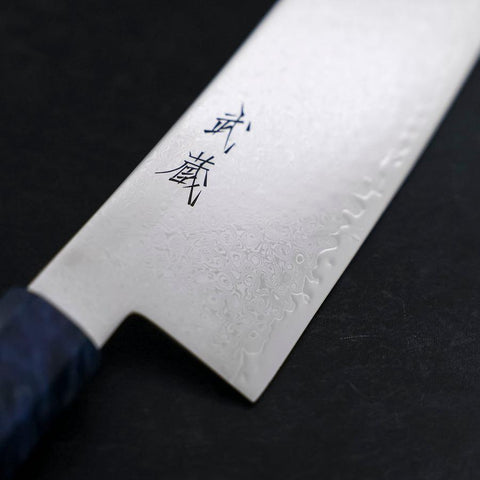 Gyuto VG-10 Damas Manche en Bois de Bouleau Bleu 210mm-[Musashi]-[Couteaux de cuisine japonais]