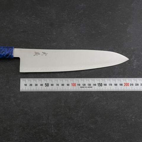 Gyuto VG-10 Damas Manche en Bois de Bouleau Bleu 210mm-[Musashi]-[Couteaux de cuisine japonais]