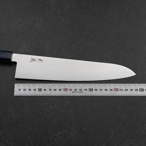 Gyuto VG-10 Damas Manche en Bois de Bouleau Bleu 240mm-[Musashi]-[Couteaux de cuisine japonais]