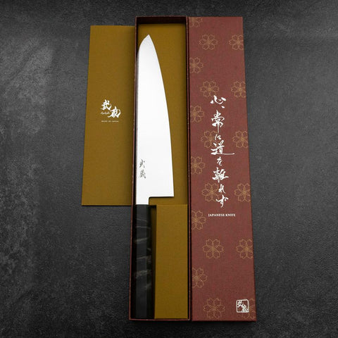 Gyuto VG-10 Damas Manche en Bois de Bouleau Gris 240mm-[Musashi]-[Couteaux de cuisine japonais]