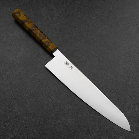 Gyuto VG-10 Damas Manche en Bois de Bouleau Jaune Brun 240mm-[Musashi]-[Couteaux de cuisine japonais]