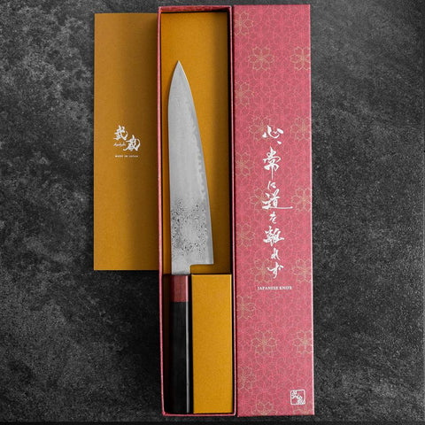 Gyuto VG-10 Damascus Rose Wood Handle 210mm (8.3”)-[Musashi]-[Japanese-Kitchen-Knives]