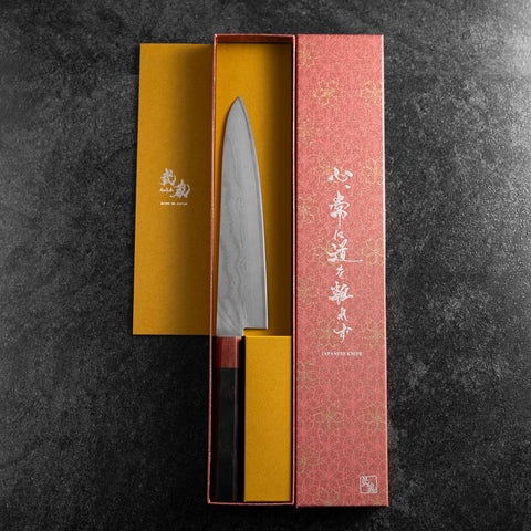 Gyuto VG-10 Damas Manche en Ébène et Bois de Rose 210mm-[Musashi]-[Couteaux de cuisine japonais]