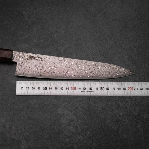 Gyuto VG-10 Damas Marron Manche en Bois de Bouleau 210mm-[Musashi]-[Couteaux de cuisine japonais]