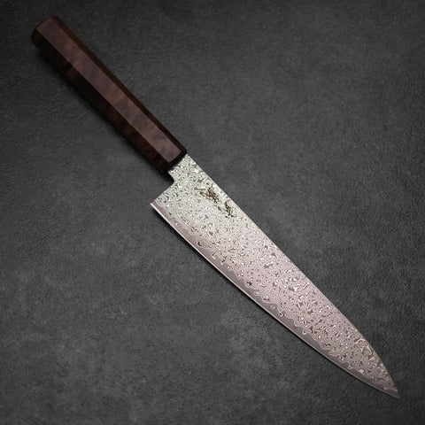 Gyuto VG-10 Damas Marron Manche en Bois de Bouleau 210mm-[Musashi]-[Couteaux de cuisine japonais]