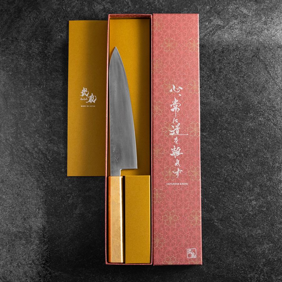 Gyuto VG-10 Damascus Gold Leaf Handle 210mm (8.3”)-[Musashi]-[Couteaux de cuisine japonais]