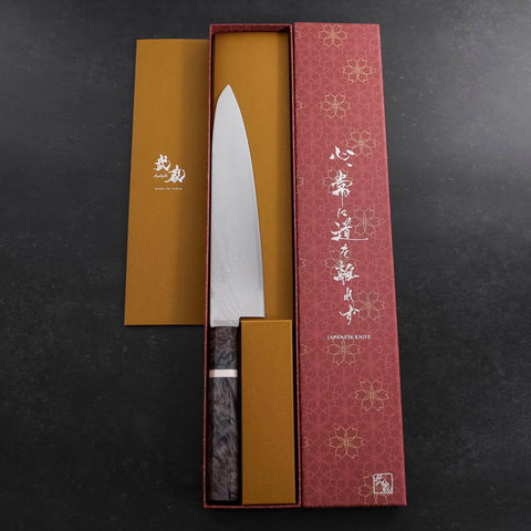Gyuto VG-10 Damascus Maple Grey Handle 210mm-[Musashi]-[Couteaux de cuisine japonais]