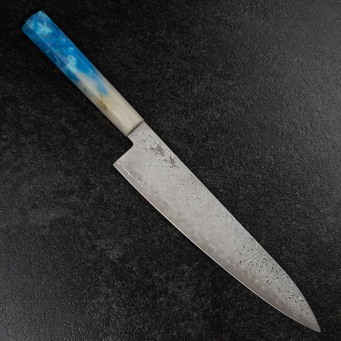 Gyuto VG-10 Damascus Ocean White Blue Handle 210mm (8.3”)-[Musashi]-[Couteaux de cuisine japonais]