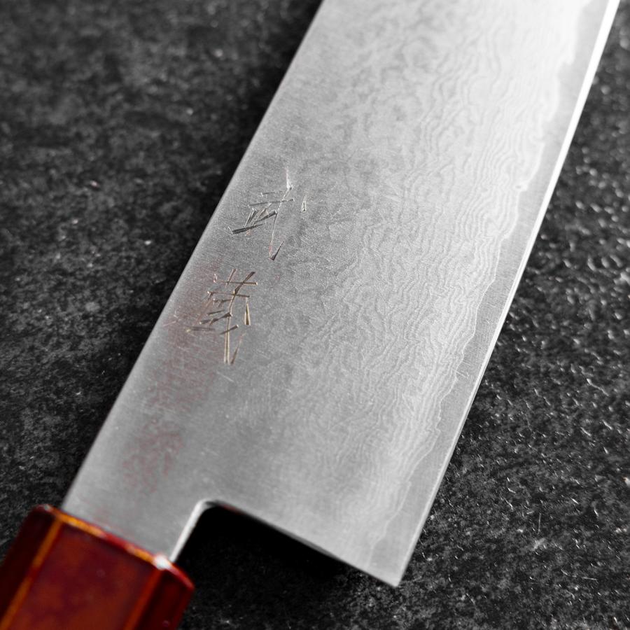 Gyuto VG-10 Damascus Yamanaka Red Urushi Handle 210mm (8.3”)-[Musashi]-[Couteaux de cuisine japonais]