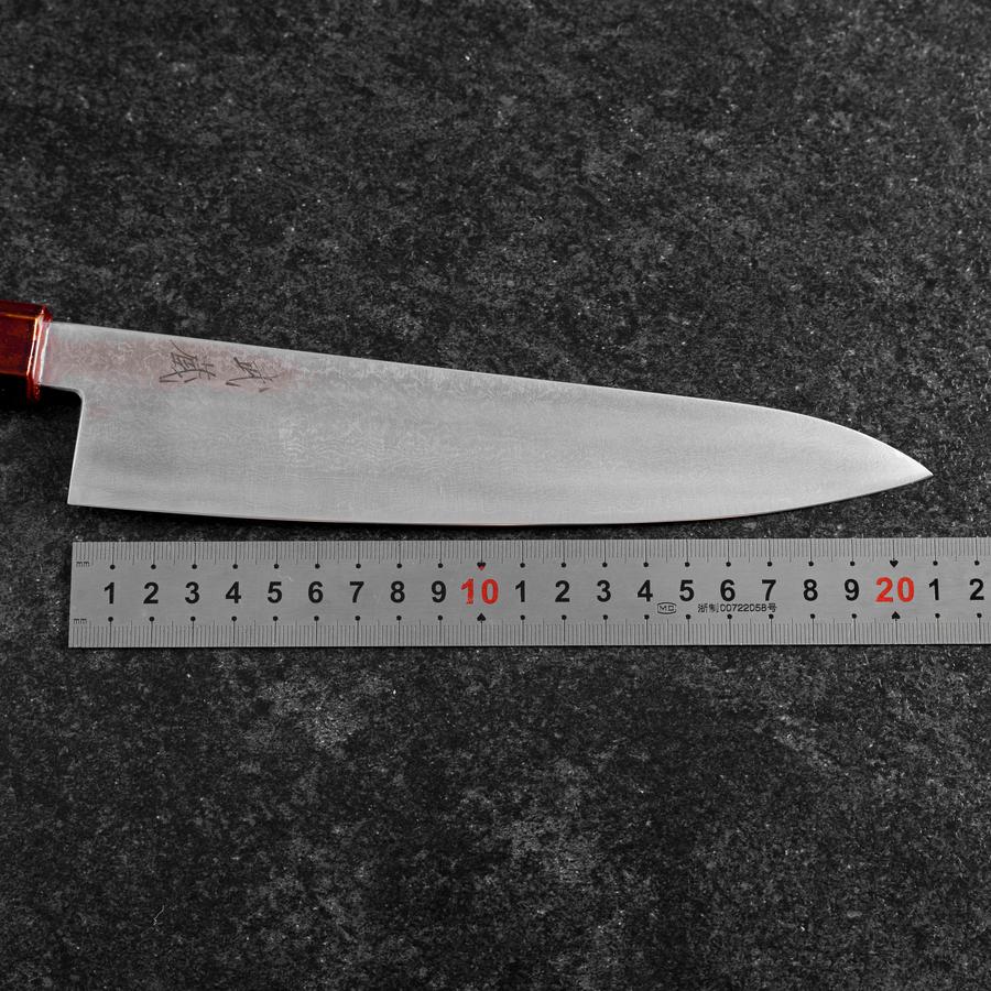 Gyuto VG-10 Damascus Yamanaka Red Urushi Handle 210mm (8.3”)-[Musashi]-[Couteaux de cuisine japonais]