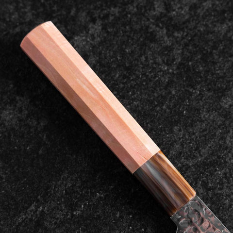 Gyuto VG-10 Miroir Tsuchime Damas Manche en Buffle et Érable Rose clair 210mm-[Musashi]-[Couteaux de cuisine japonais]